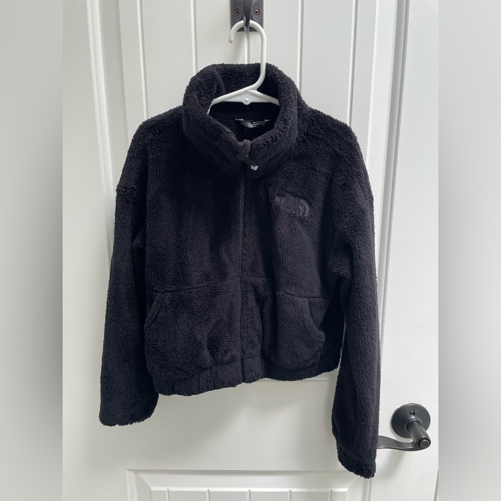 The north face girls size s 7/8 black zip up oso